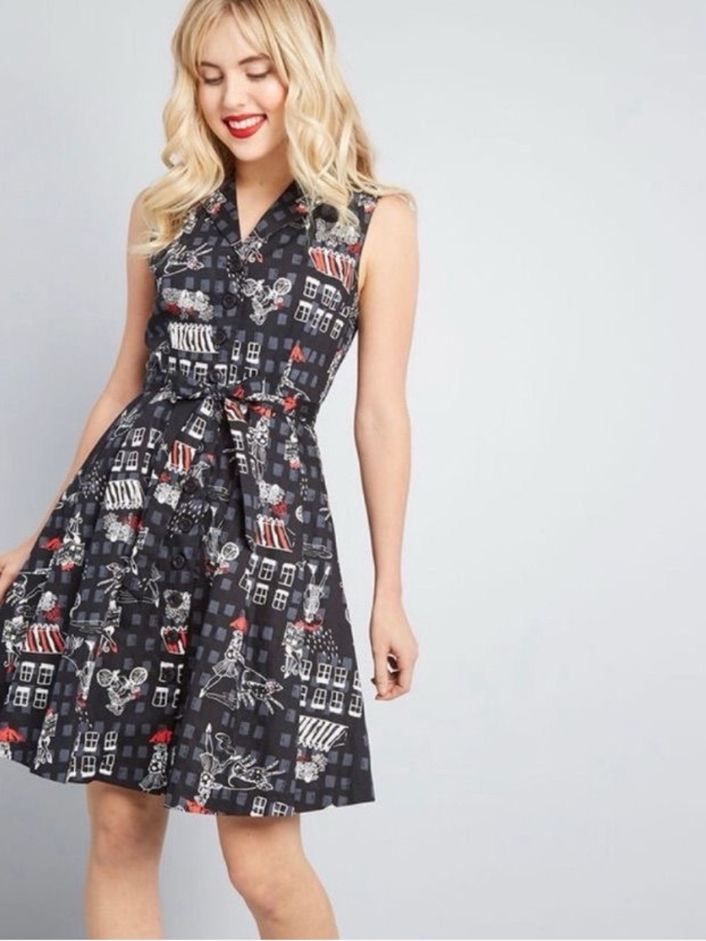 ModCloth Community Brunch Parisian city sleeveless dress size 1X.